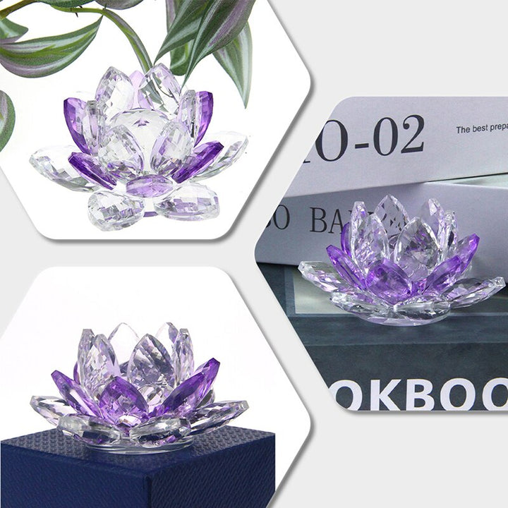 Skanto | Crystal Lotus Flower Craft Glass Paperweight Home Decoration Ornaments Figures Home Wedding Party Decor Gifts Souvenir