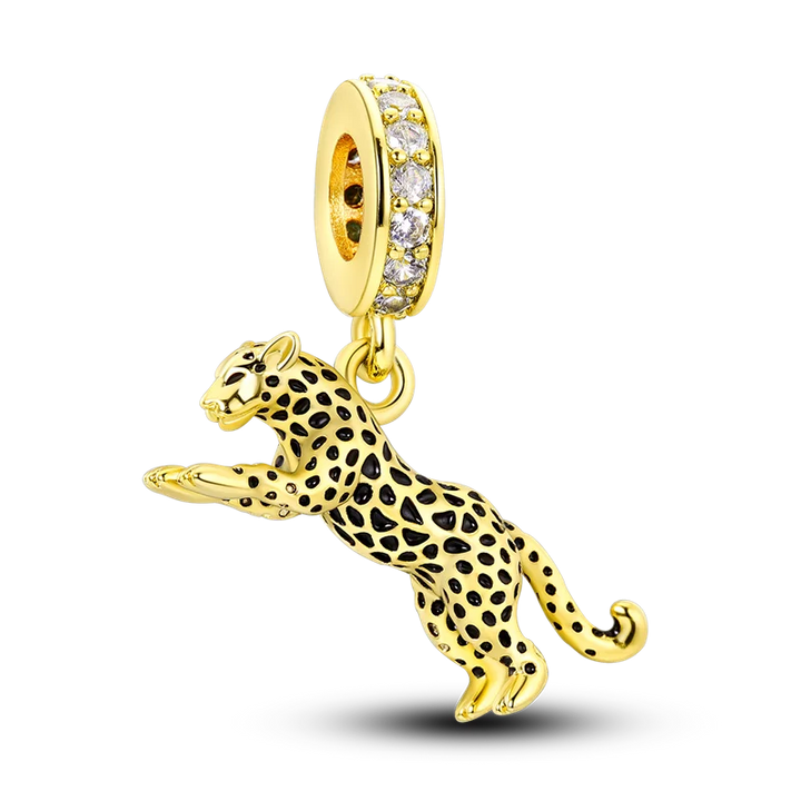 Skanto | 925 Sølv Gylden Leopard Charms Perler Fargerik Kameleon Nesehorn Løve Skarabé Katt Anheng Kompatibel med Original Pandora Armbånd Smykker