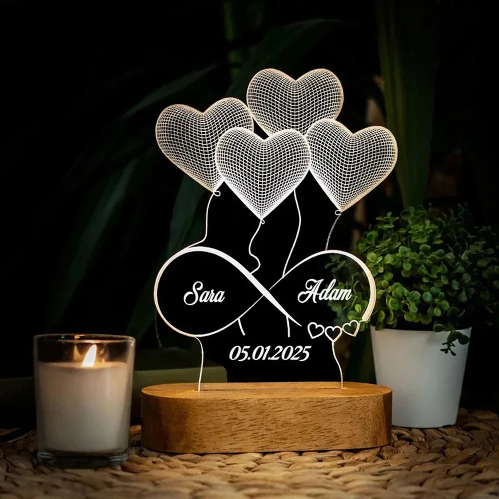 Skanto | Personlig 3D-foto-lampe: Individuell foto og tekst nattlys - Ideell for Valentinsdag, bryllup, jubileum, bursdagsgaver