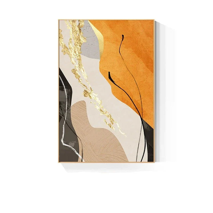 Jordfarger Nordisk Abstrakt Geomorfisk Veggkunst Fine Art Lerretstrykk Grønn Brun Beige Orange Bilder For Stue Spisestue Dekor | Skanto