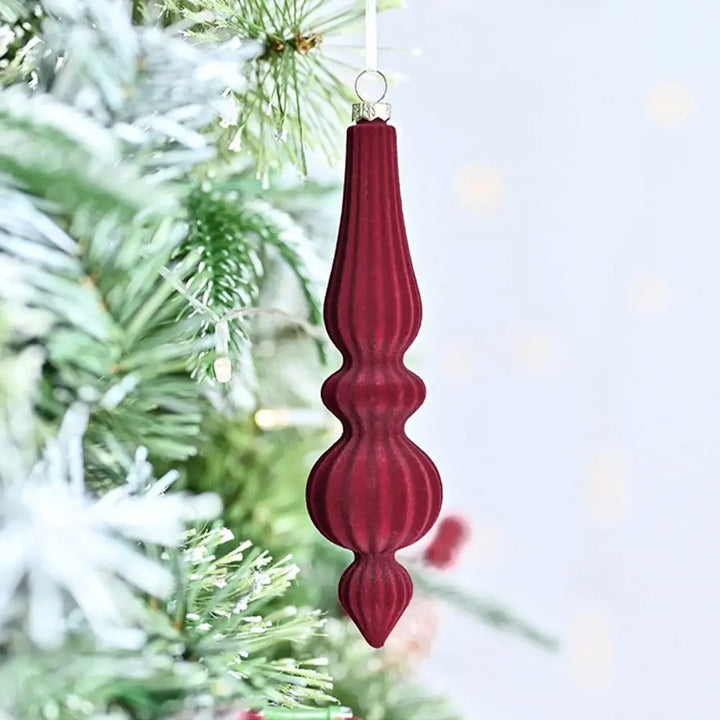 Shatterproof Velvet Christmas Baubles - Reusable Cone Hanging Decorations for Christmas Tree Decor 6PCS