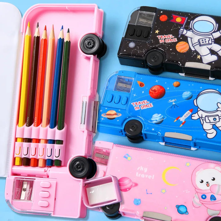 Skanto | Cartoon Buss Multifunksjonell Barne Skrivesaker Blyantboks