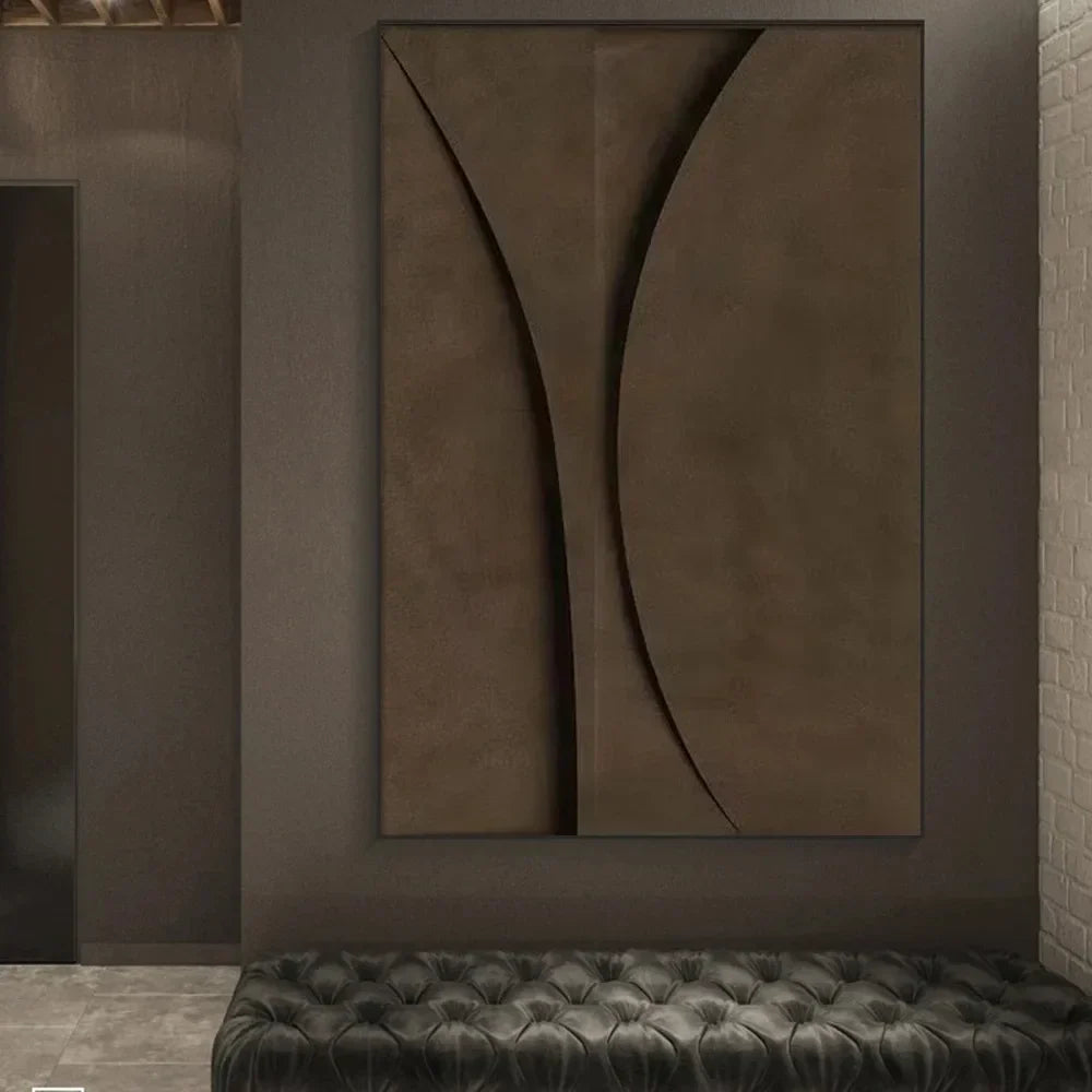 Moderne minimalistiske flate geometriske linjer veggkunst fine kunst lerret utskrifter retro brun abstrakt bilder for stue moderne interiør dekor | Skanto