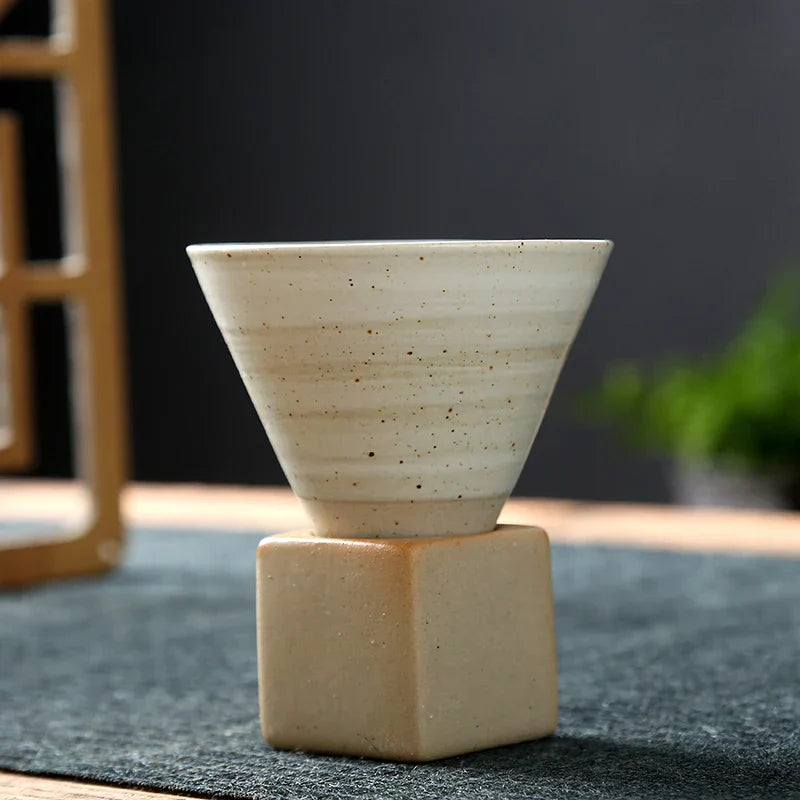 Skanto | Japansk kaffekopp med fat, 1 stk, retro keramisk tekopp, krus, latte, espresso, pull0, blomster cappuccino, ny keramikkopp, 100 ml/3,5 oz