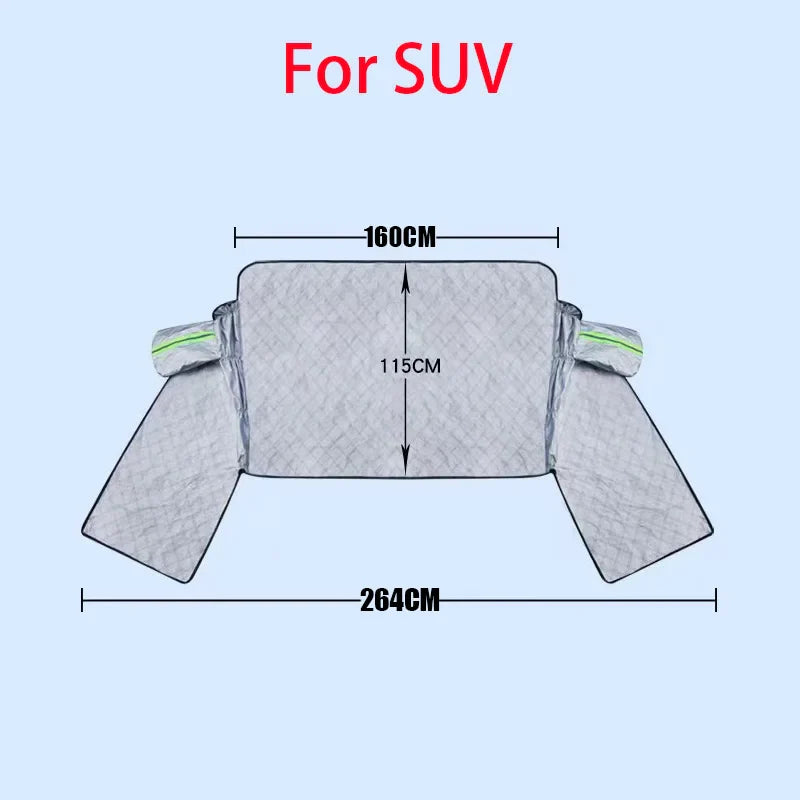 Skanto | FrostGuard Ultra | Ekstra Stor Bilvindusbeskyttelse | 3-vindusdesign | Beskyttelse Mot Snø, Is, Sol & Støv | Vindbestandig & Rask Installasjon