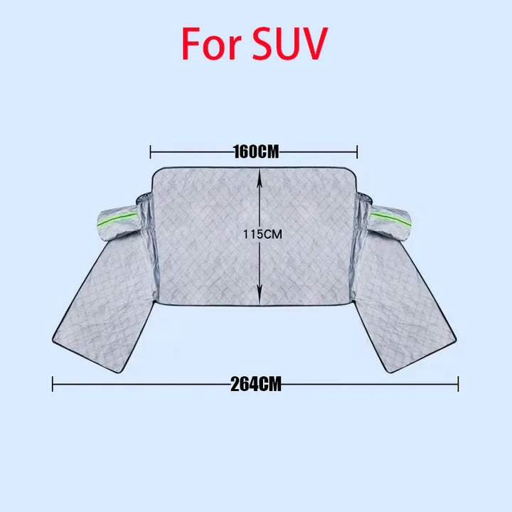Skanto | FrostGuard Ultra | Ekstra Stor Bilvindusbeskyttelse | 3-vindusdesign | Beskyttelse Mot Snø, Is, Sol & Støv | Vindbestandig & Rask Installasjon