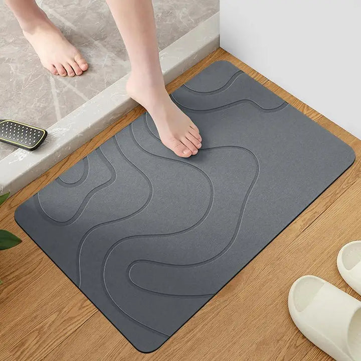 Skanto | Drysera Badematte | Badematte Steinfarge | Hurtigtørkende & Antiskli | 40 × 60 cm | Diatomitt & Gummi