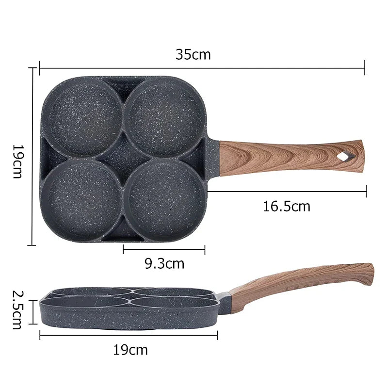 Skanto | LMETJMA 4-kopp Non-stick egge stekepanne - pannekake kokekar egnet for gasskomfyr og induksjonskomfyr JT87
