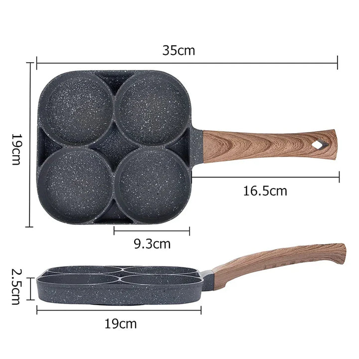 Skanto | LMETJMA 4-kopp Non-stick egge stekepanne - pannekake kokekar egnet for gasskomfyr og induksjonskomfyr JT87