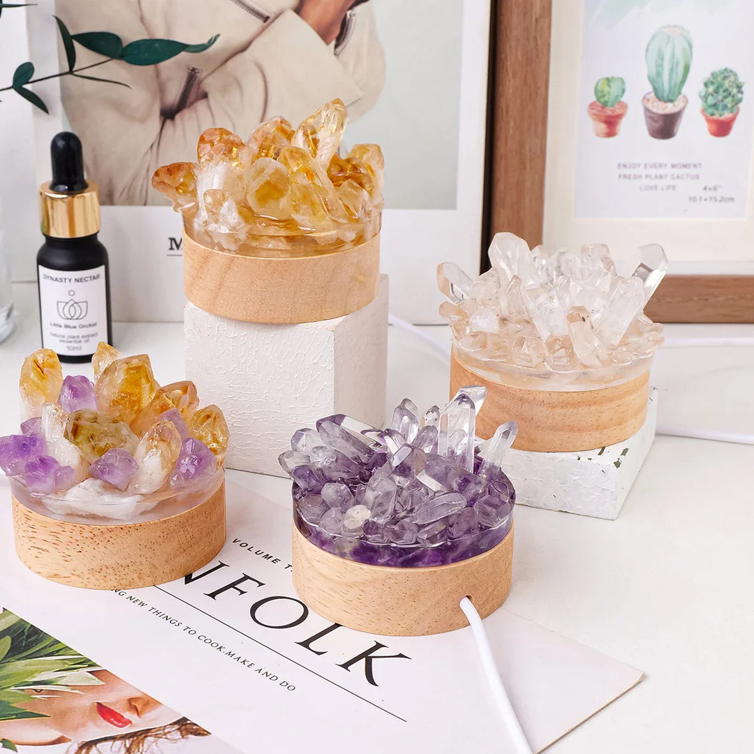 Skanto | Krystallampe naturstein | Håndlaget | Feng Shui & velvære dekor | 150–200 g