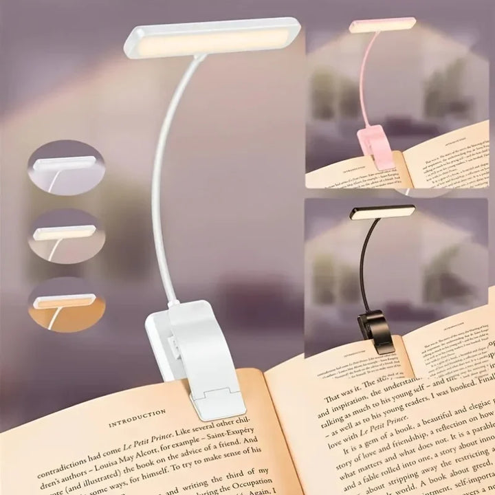 Skanto | Fleksibel leselampe USB oppladbar med dimmbare lysfarger og klips