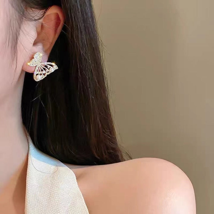 Skanto | Skinnende Zirkon Koreansk Stil Sommerfugl Chic Øredobber