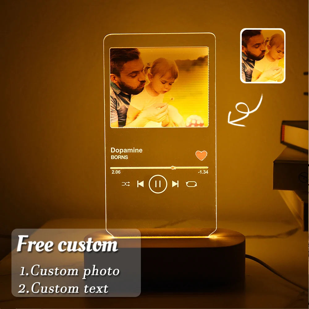 Skanto | Personlig 3D-foto-lampe: Individuell foto og tekst nattlys - Ideell for Valentinsdag, bryllup, jubileum, bursdagsgaver