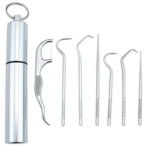 7-delt sett med tannstikkere i rustfritt stål | Skanto