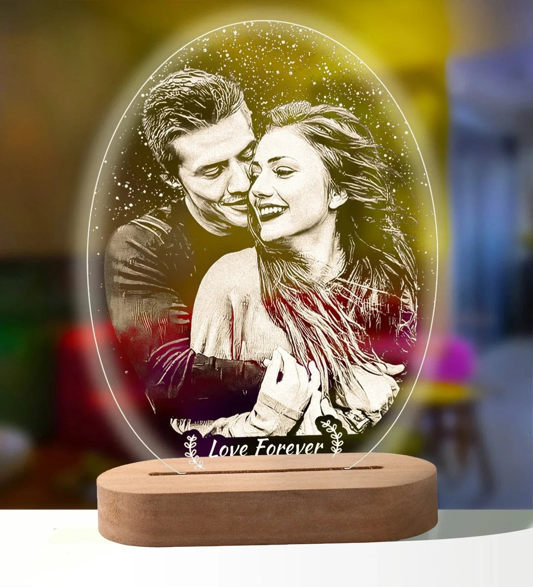 Skanto | Personlig 3D-foto-lampe: Individuell foto og tekst nattlys - Ideell for Valentinsdag, bryllup, jubileum, bursdagsgaver