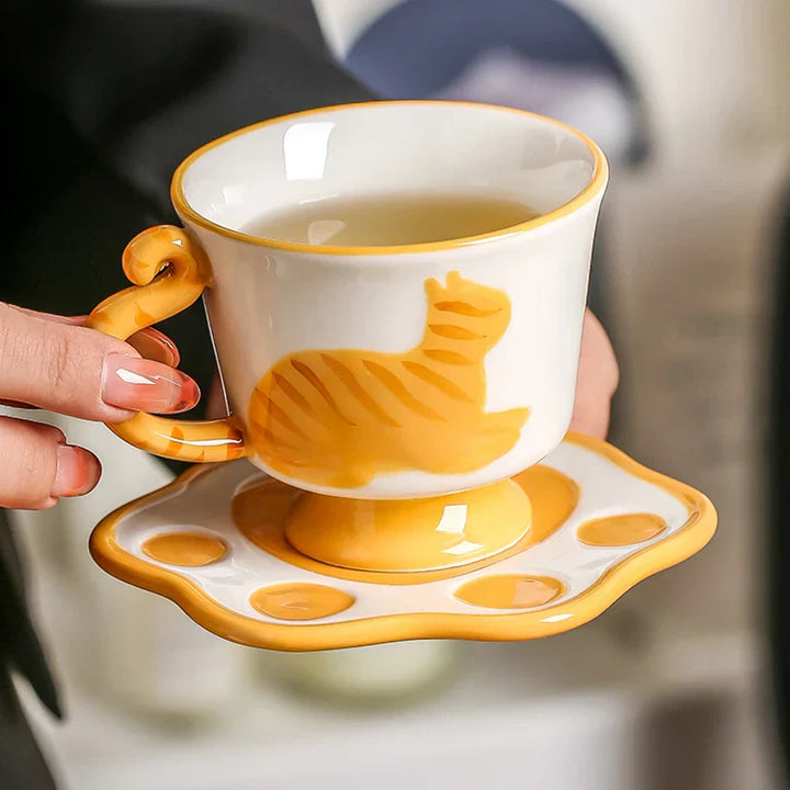 Skanto | Orange Cat Håndlaget Keramisk Kaffe- og Te-sett