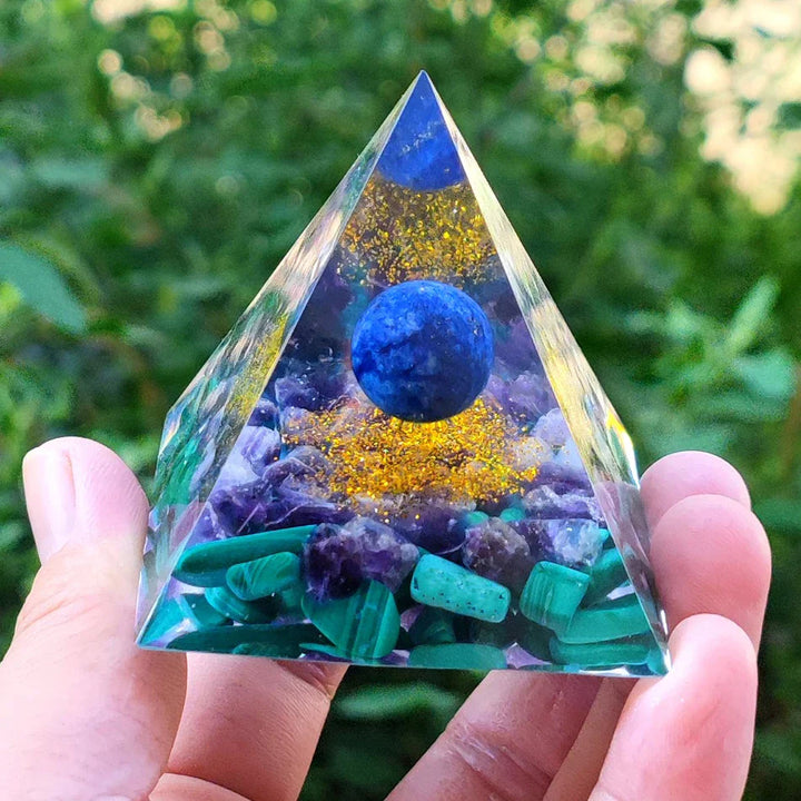 Skanto | Orgonitt-pyramide helbredelse krystaller energigenerator med ametyst pendel - Reiki chakra meditasjonsverktøy og romdekor