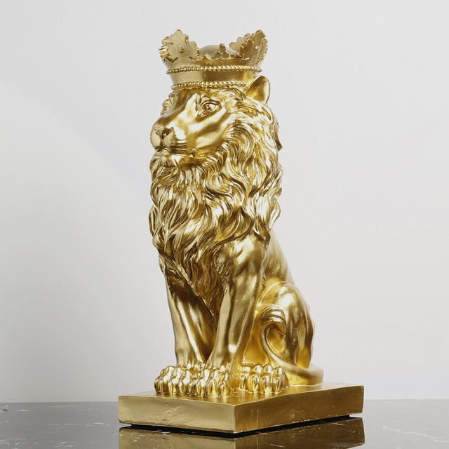 Skanto Tierfigurer Harz Krone Løve Statue håndlaget Kunstverk Gave Hjem Kontor Dekor Ornament Stue Skrivebord Hjem Dekor