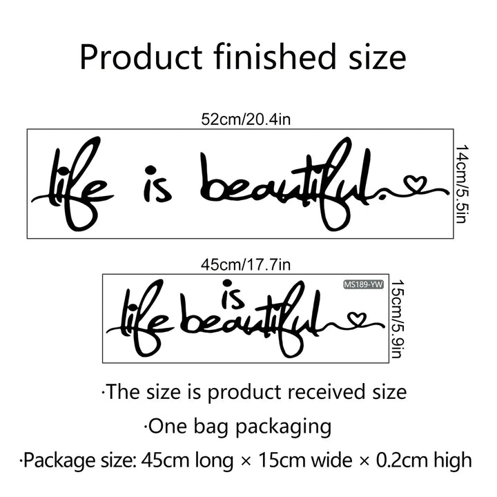 Beautiful Life Inspirational Wall Sticker Avtagbar Peel and Stick Daglig Mantra Veggdekal Kreativ DIY Hjemmedekor For Stue Soverom Spisestue | Skanto