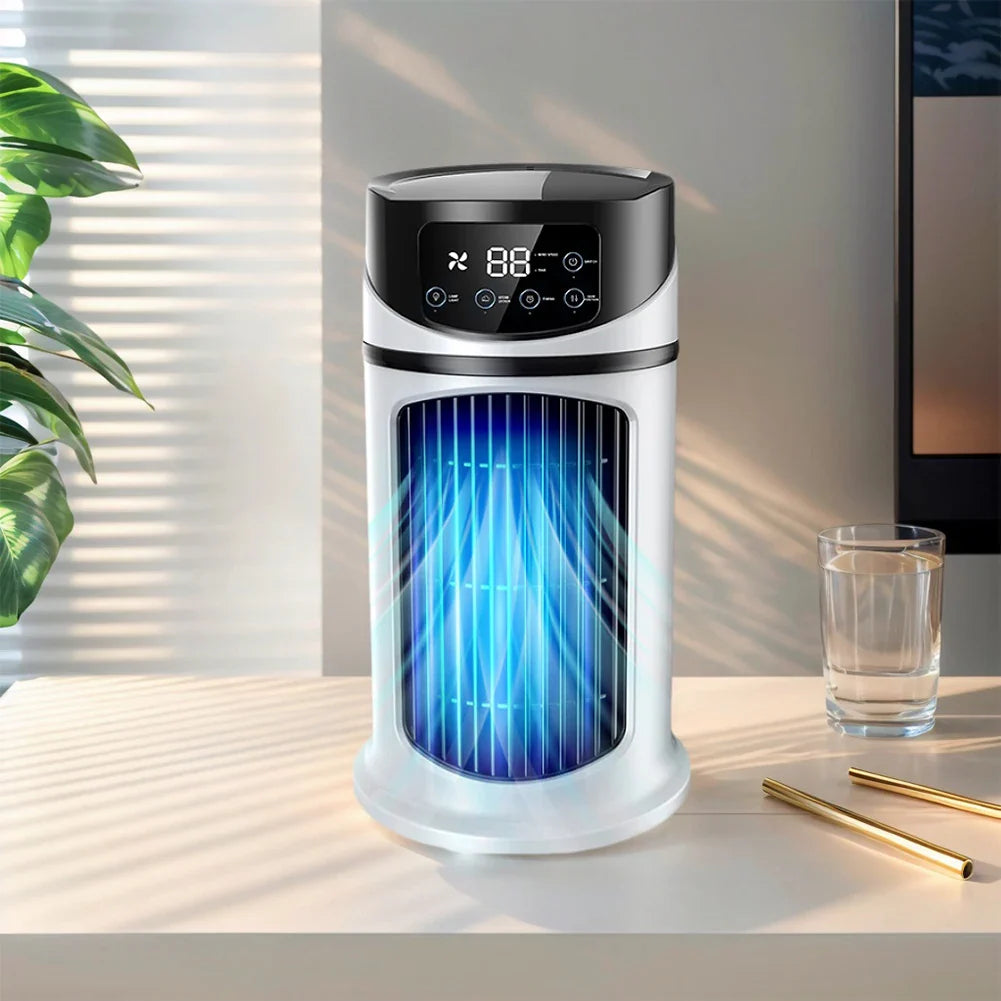 Skanto | Bærbar luftkjølervifte med luftfukter og støvfilter – USB-drevet mini AC for hjemmet og kontoret
