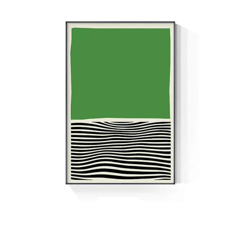 Abstrakt grønn geometrisk linjekunst veggkunst fine kunst lerrettrykk bilder for moderne leilighet stue hjemmekontor kunstdekor | Skanto