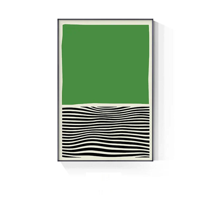 Abstrakt grønn geometrisk linjekunst veggkunst fine kunst lerrettrykk bilder for moderne leilighet stue hjemmekontor kunstdekor | Skanto