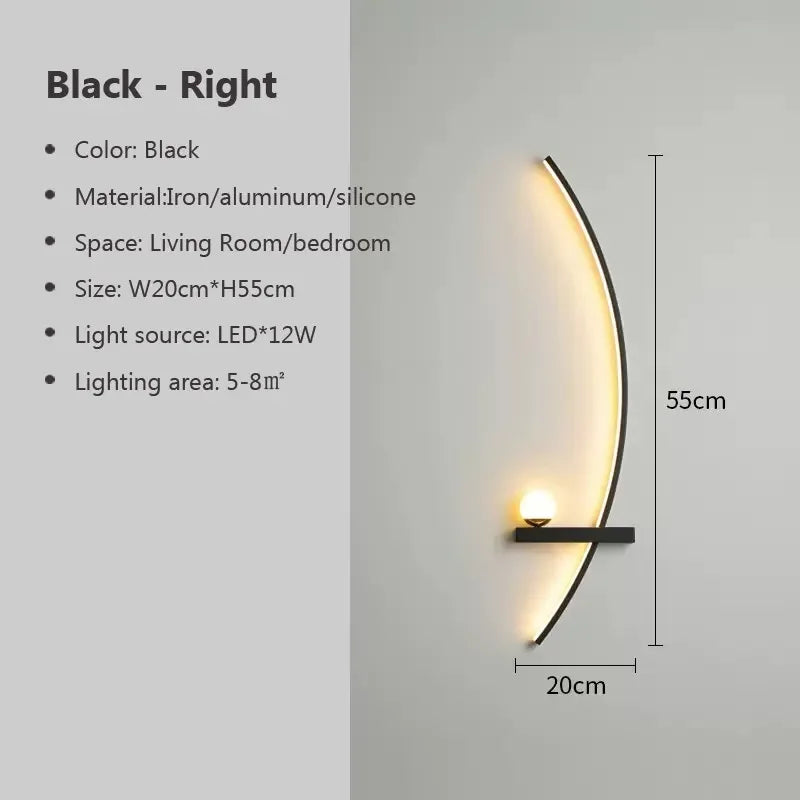 Skanto | Contemporary Edge Vegglampe – Svart & Gull Innendørs/Utvendørs Belysning for Moderne Rom