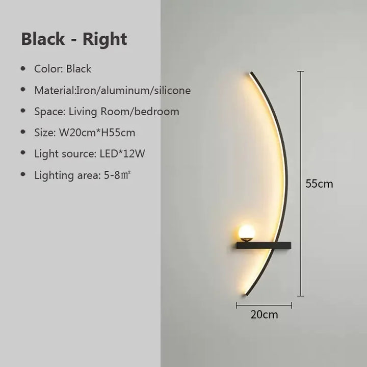 Skanto | Contemporary Edge Vegglampe – Svart & Gull Innendørs/Utvendørs Belysning for Moderne Rom