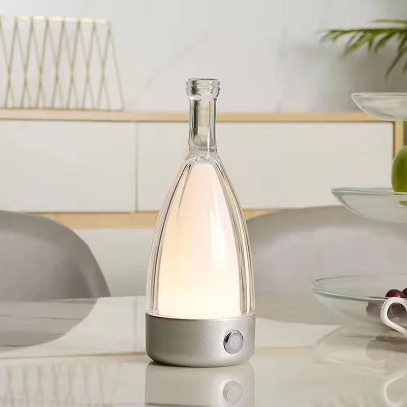 Skanto | Vinflaske Skrivebord Lampe med Bluetooth Høyttaler – Oppladbar Moderne Kveldsbelysning