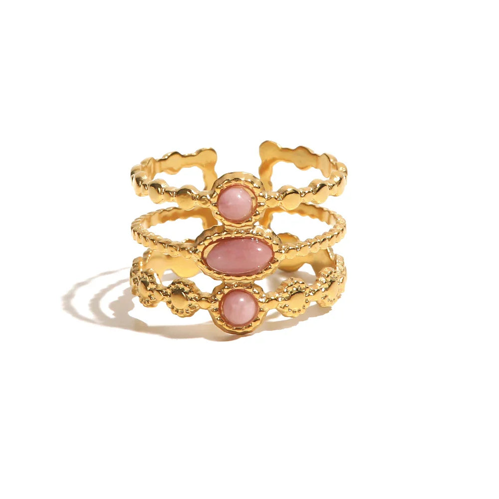 Skanto | 18k Triple Rose Stone Ring Stack
