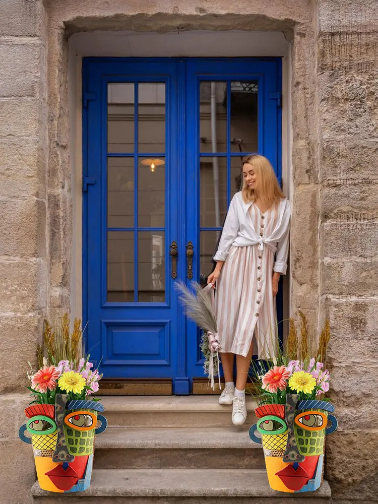 Skanto | Fargerik Ansikts Blomsterpotte – Kreativ Dekorasjon for Hjem og Hage