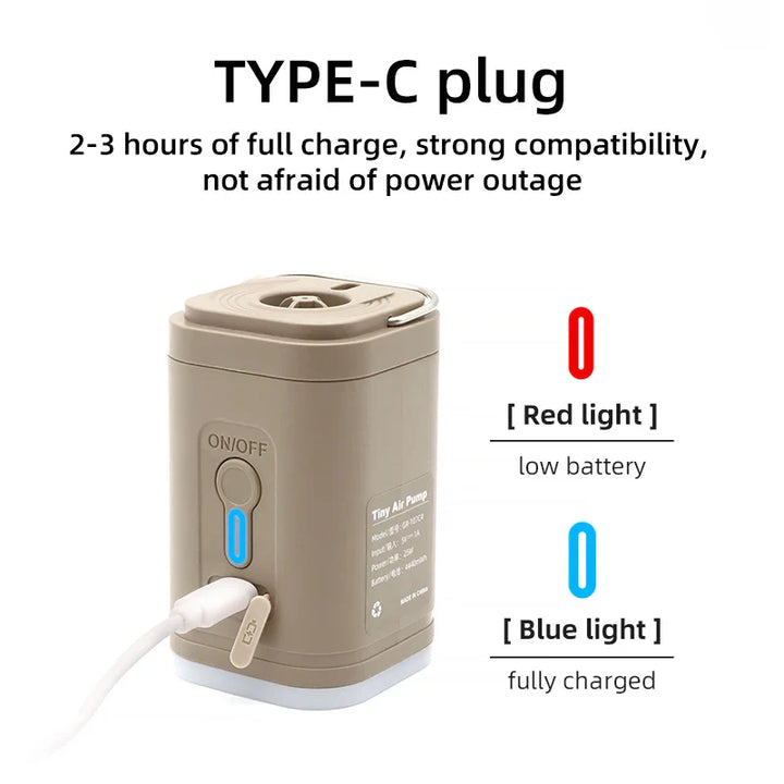 Skanto | Utendørs Luftpumpe AeroBlow Mini | Elektrisk & USB Oppladbar | Bærbar & Trådløs | For Luftmadrasser & Vakuumposer