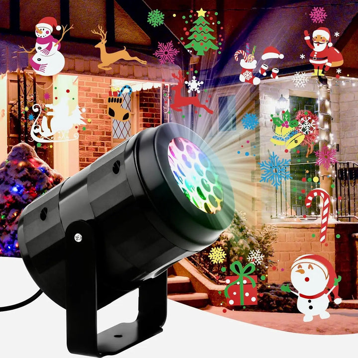 Skanto | LED Jule Projektor SnowMotion | 16 Roterende Mønstre | Innendørs & Utendørs | Julebelysning for Hjem, Hage & Fest