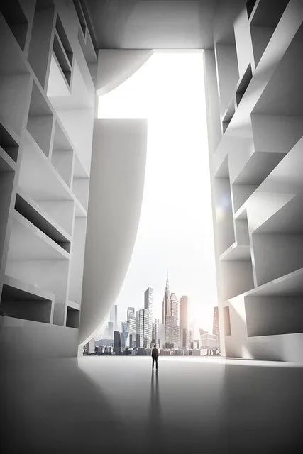 Moderne Geometriske Arkitektoniske Landskaps Veggkunst Fine Art Lerret Utskrifter Bilder For Studio Hjemme Kontor Entré Inspirerende Kunst Dekor | Skanto