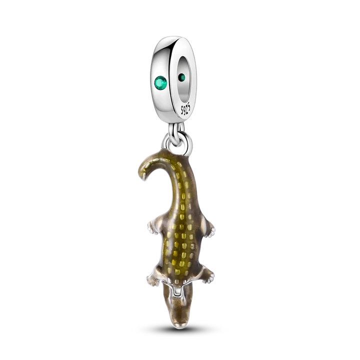 Skanto | 925 Sølv Gylden Leopard Charms Perler Fargerik Kameleon Nesehorn Løve Skarabé Katt Anheng Kompatibel med Original Pandora Armbånd Smykker