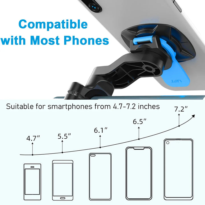 Skanto | RIDELOCK Pro Mount | Støtsikker Telefonholder for Sykkel & Motorsykkel | 360° Rotasjonsbar | For 4.7–7.2" Smarttelefoner