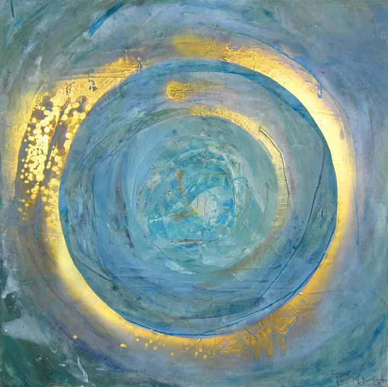 Blå Gylden Virvel Sirkel Veggkunst Fine Art Lerret Utskrifter Firkantet Format Abstrakte Bilder For Stue Soverom Hjemmekontor Kunst Decor | Skanto