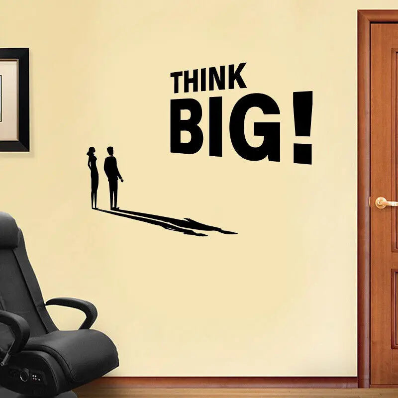 Think Big Vinyl Veggklistremerke Motiverende Sitater Veggdekor Avtakbar DIY PVC Veggdekal For Kontor Studie Rom Inspirerende Daglig Mantra | Skanto