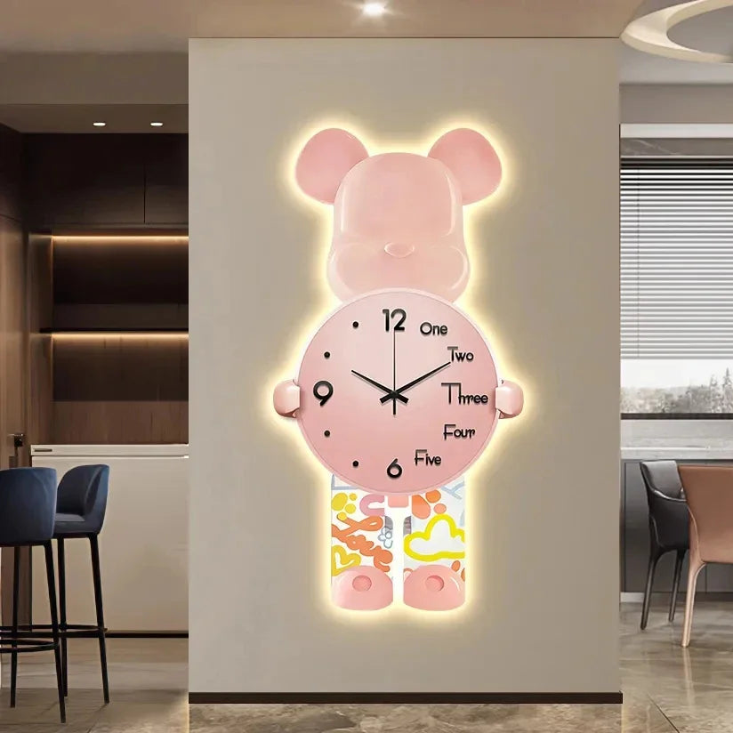Glødende Stjerne Bamse LED Veggklokke | Skanto