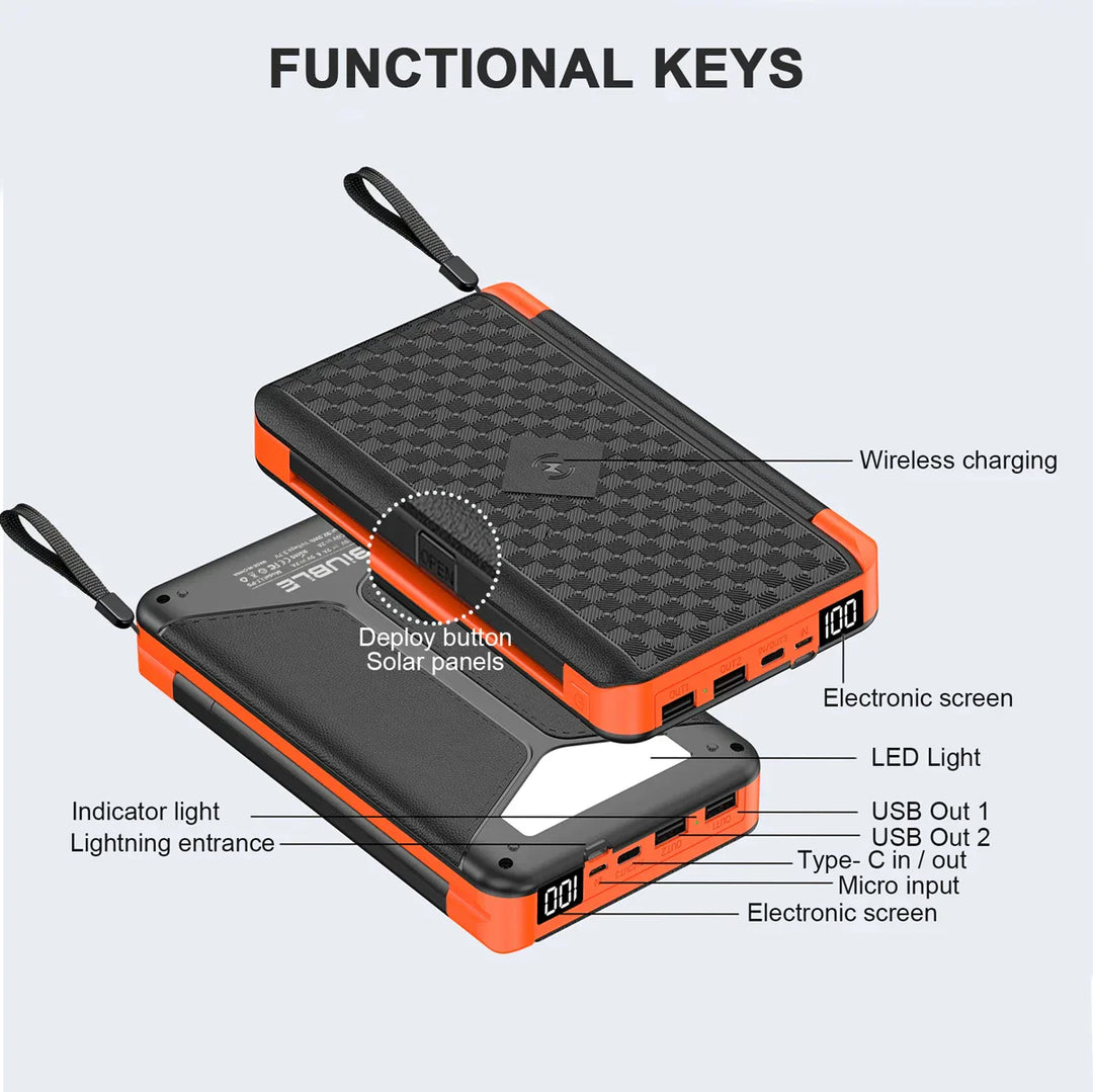 Solar Fast Charging Ultra-Large Capacity Portable Powerbank | Skanto
