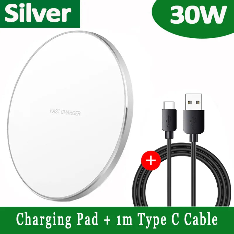 Skanto | 30W Rask Trådløs Ladeplate | Premium USB C Ladekabel MagSafe Lader for Apple iPhone, Samsung & Android - Rask Trådløs Ladeplate