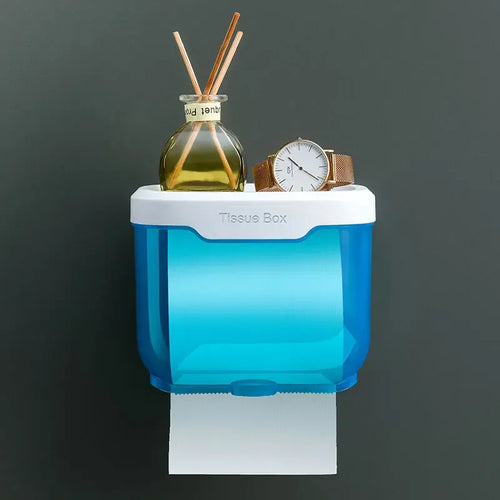 Skanto | Veggmontert Toalettpapirholder | Med Hylle & Vanntett Boks | Moderne & Plassbesparende