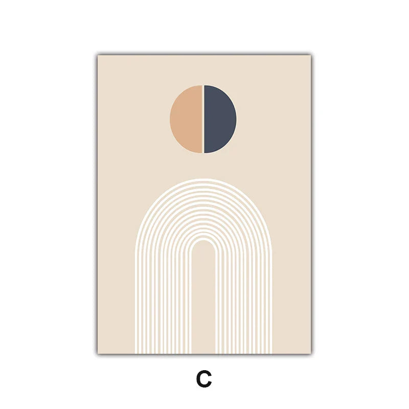 Minimalist Abstrakt Solgeometri Veggkunst Fine Art Lerretsutskrifter Bilder For Stue Soverom, Hjemmekontor Kunst Dekor | Skanto
