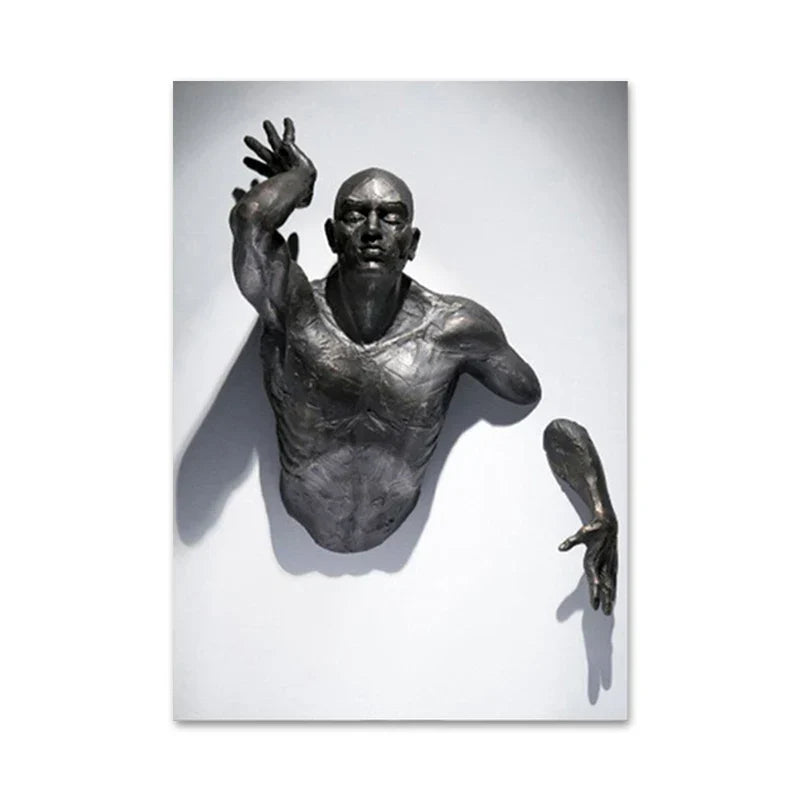 Moderne Urban Abstrakt Jern Statue Veggkunst Fine Art Lærredstrykk 3d Visualisering Figur Kunstbilder For Minimalistisk Leilighet Veggdekor | Skanto