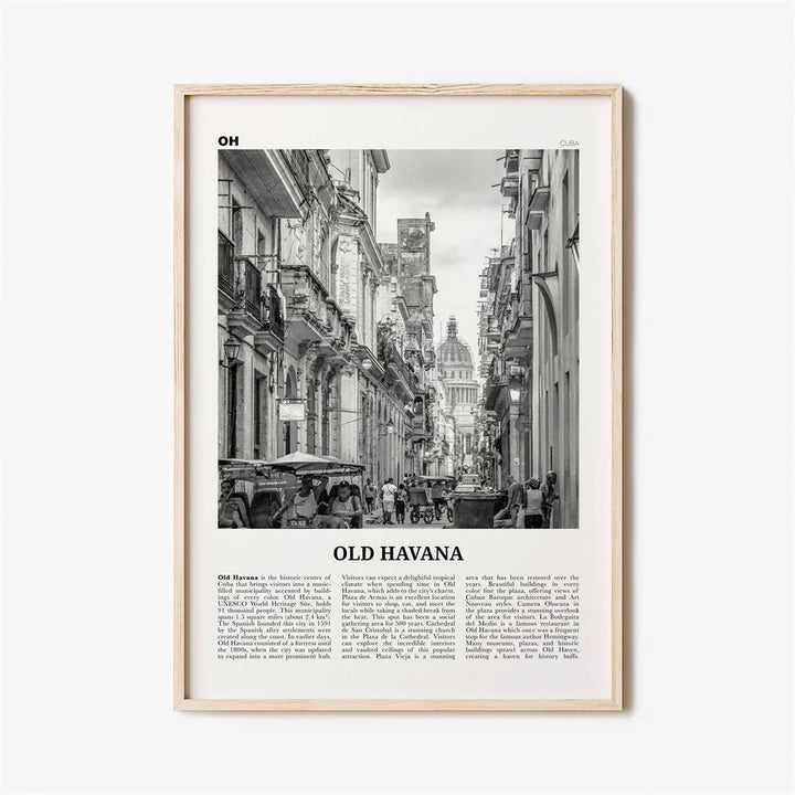 Cuba Havana Black & White Reiseplakat Veggkunst Fine Art Lærred Trykk Bilder For Stue Spisestue | Skanto