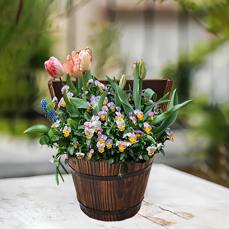 Skanto | Trebøtteplantekasse i fatadesign for hage og terrasse – Dekorative blomsterpotter laget av tre