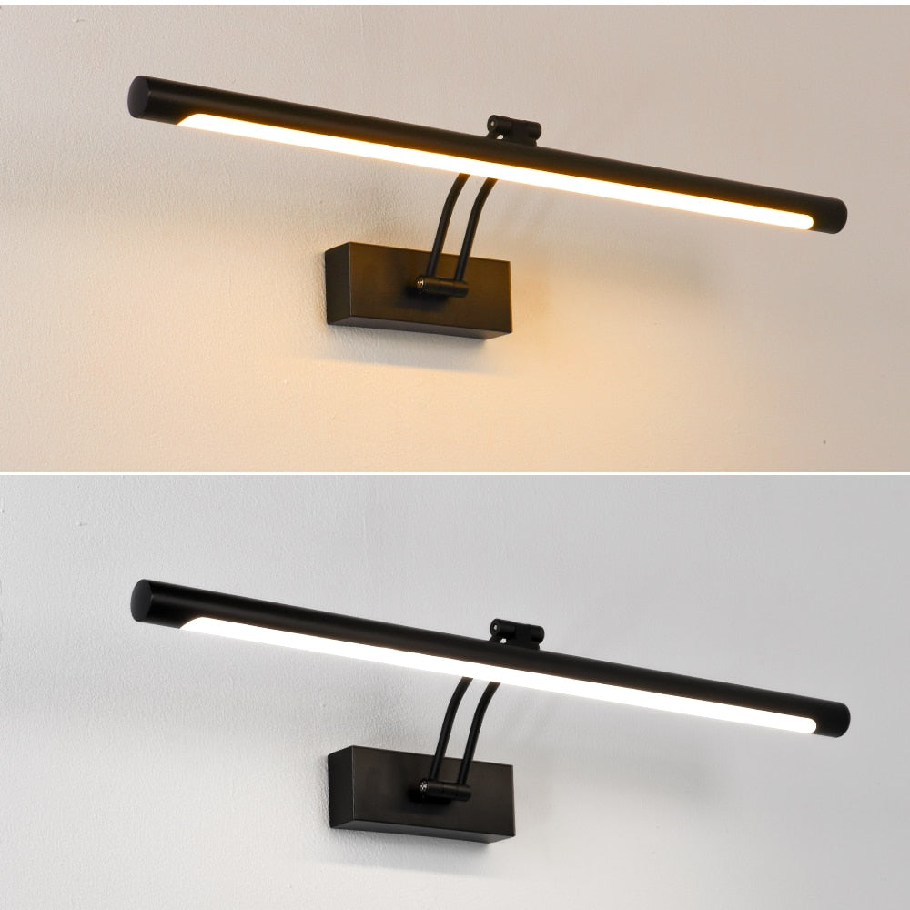 Skanto | 80-100cm LED vegglampe - Moderne svart/sølv veggbelysning til badet, innvendig montert bilde lys