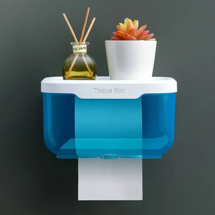 Skanto | Veggmontert Toalettpapirholder | Med Hylle & Vanntett Boks | Moderne & Plassbesparende