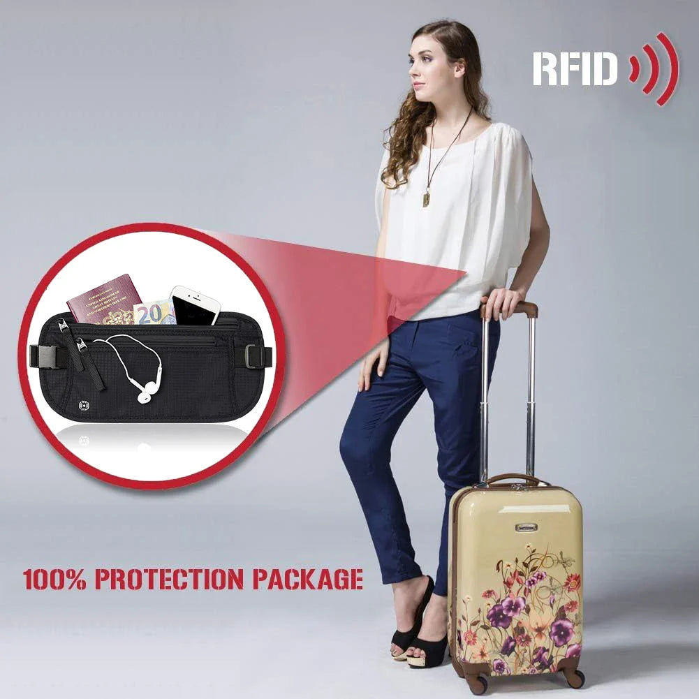 Skanto | SafeTraveler Midjeveske | RFID Beskyttelse | Skjult Sikkerhetslomme | For Menn & Kvinner