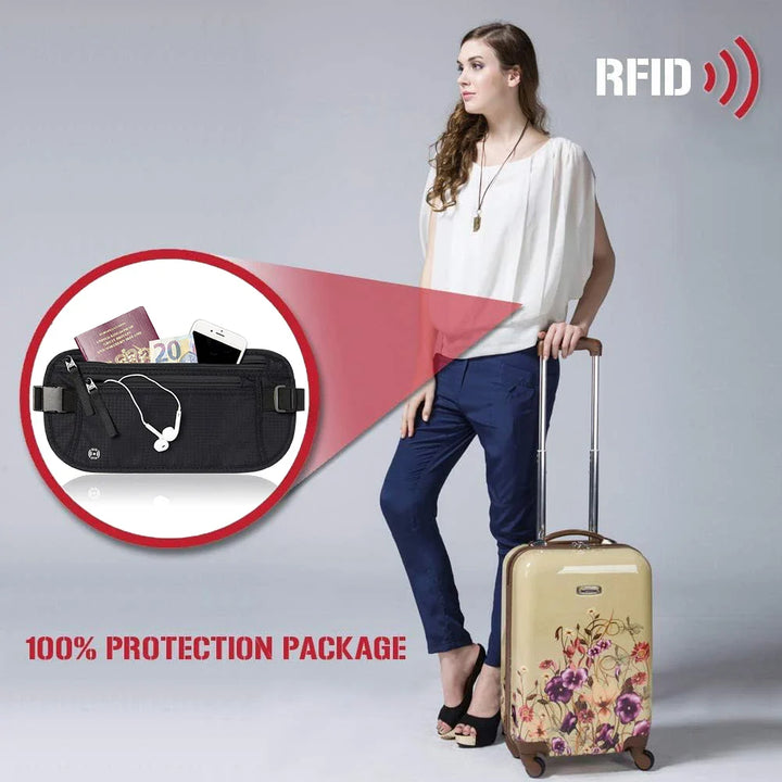 Skanto | SafeTraveler Midjeveske | RFID Beskyttelse | Skjult Sikkerhetslomme | For Menn & Kvinner